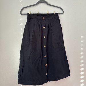 Black Button & Pocket Skirt